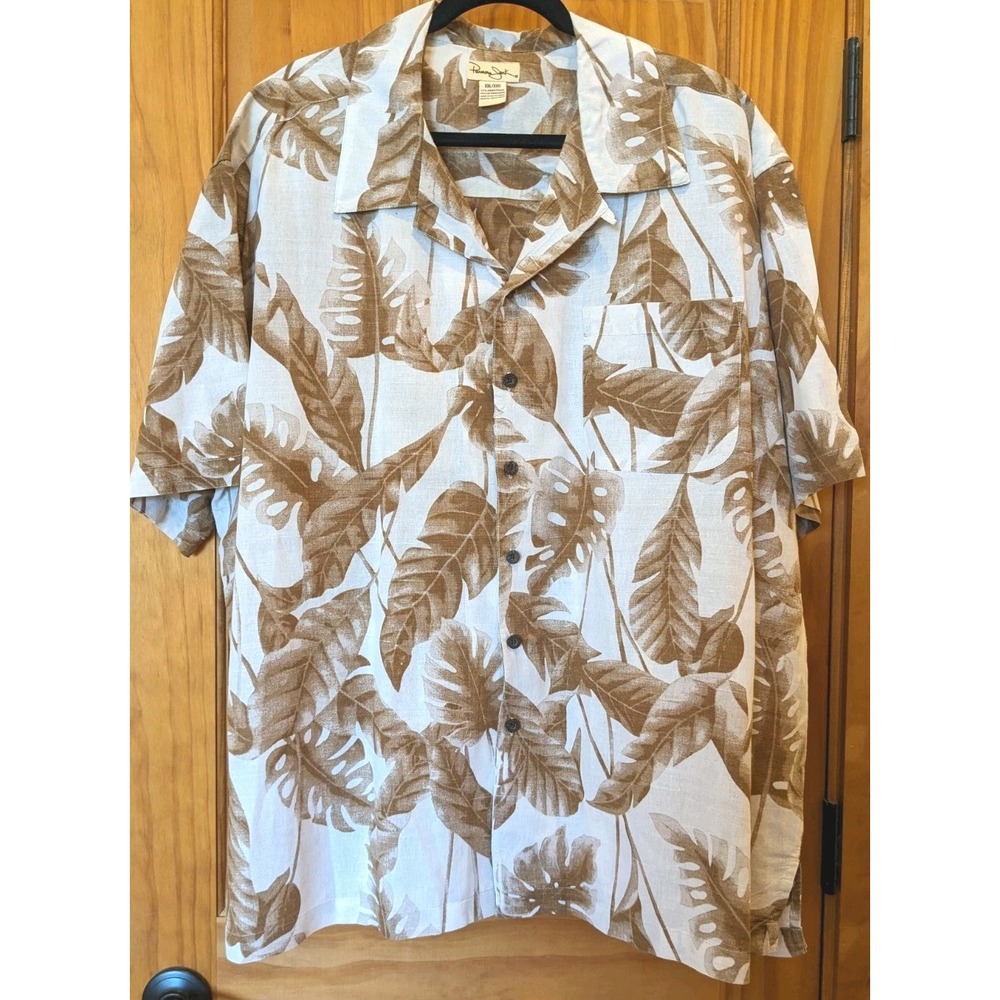 Panama Jack Men's Short‎ Sleeve XXL Brown Hawaiian Shirt